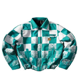 New Arrival Men Lettermen <b>Jacket</b> Summer Customized Contrast Color Woolen Front Stand Collar Breathable Long Thin - Product Image 3