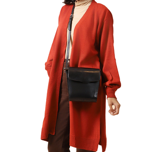 Cárdigan Largo de Punto para Mujer de Alta Gama, Cuello en V, Manga Larga, Color Sólido, Estilo Casual para Otoño, Diseño Antipilling con Punto Abierto - Product Image 1