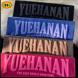 เสื้อยืดโออีเอ็มคอตตอนเนื้อหนาทรงโอเวอร์ไซส์สำหรับผู้ชาย ระบายอากาศได้ดี พิมพ์ลายโฟมพัฟ 3 มิติ แบบกำหนดเอง ดีไซน์เรียบ - Product Image 5