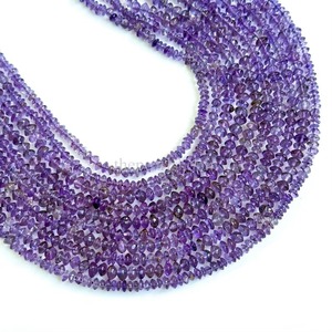 Natural Purple Amethyst Button Beads Wholesale Price Bulk 4MM Purple Amethyst <b>Spacer</b> Gemstone Beads For Jewelry Making Supplies - Product Image 1