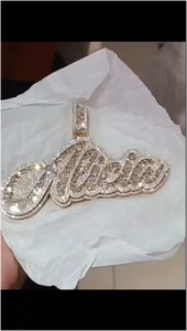 Colgante Personalizado con Nombre en Moissanita, Estilo Hip Hop, Letra Redonda con Diamantes VVS, Cadena 3D, Joyería para Hombre - Product Image 4