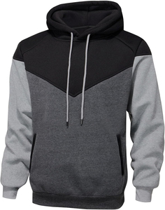 <b>Men's</b> Color Blocking Hooded <b>Sweatshirt</b> Raglan Sleeve Casual Hoodie <b>Grey</b> Black Polyester Cotton French Terry Autumn Wear - Product Image 3