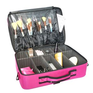 Borsa per Trucco Professionale Multistrato ad Alta Capacità, Portatile da Viaggio, Taglia L con Tracolla, Borse e Astucci Cosmetici YF - Product Image 1