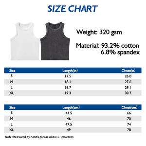 Custom Women Acid Wash Tank Top 320GSM Heavyweight Cotton Spandex Slim Fit Vintage Streetwear Vest OEM Bulk - Product Image 4