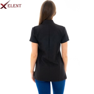 Chemise tunique de salon de beauté pour femmes Chemise tunique d'uniforme de coiffure fantaisie avec poches et fermeture éclair - Product Image 3