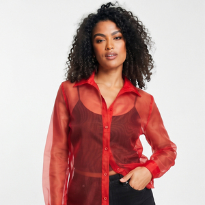 Sexy Transparent Shirt Women Lightweight Sheer Clothing Lightweight Summer <b>See</b> <b>Through</b> <b>Tops</b> 100% Polyester Blouse Sexy Shirts - Product Image 5