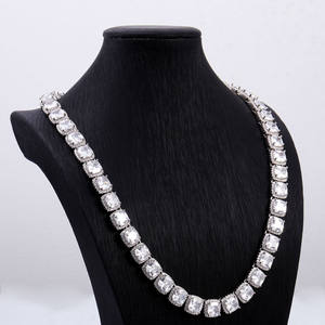 Collar de Cadena de Eslabones Tipo Tenis con Piedras de Moissanita, Chapado en Oro, Joyería Hip Hop, Venta al por Mayor - Product Image 2