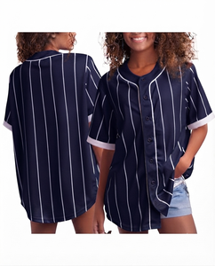 Camiseta de béisbol azul oscuro personalizada para mujer, uniforme deportivo transpirable 100% poliéster con malla teñida frontal, venta al por mayor - Product Image 1