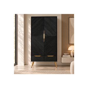 Armoire en bois de la collection GALAXY, meuble de rangement moderne pour chambre à coucher avec 2 tiroirs - Product Image 1