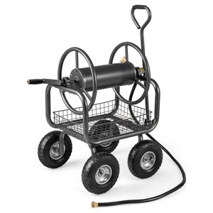Carrello Avvolgitubo da Giardino Rinforzato con Ruote Pneumatiche da 10 Pollici, Grande Capacità, Cesto Portaoggetti da 50ft/25ft, Raccordi in Ottone per Tubo da Giardino - Product Image 1