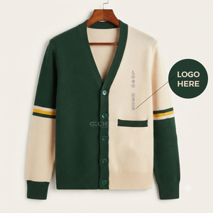 Suéter de Punto Acrílico Cosh International Sisterhood Sorority, Color Verde Ejército y Beige en Contraste, para Invierno - Product Image 5