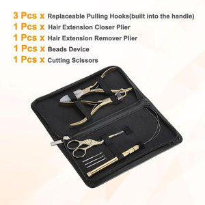 Kit d'outils professionnels pour extensions de cheveux, pinces en acier inoxydable pour la pose et le retrait de micro-anneaux, aiguille à boucle micro-ring - Product Image 6
