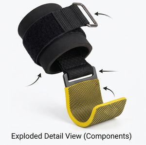 Weightlifting Hooks Heavy Duty Wrist Support Loops Workout Trainer Pull Up Lifting Hook Unisex - Product Image 5
