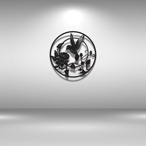 Humming Bird Shape Metal <b>Wall</b> Art with Powder Coated Finish <b>Hanging</b> <b>Wall</b> Vase for Charming Garden Decor - Product Image 1