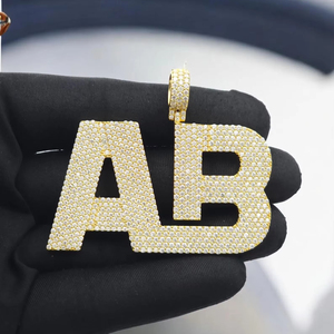 Iced Out AB <b>Initial</b> <b>Pendant</b> Gold Moissanite Hip Hop Jewellery Custom Letter Diamond Shine Luxury Piece - Product Image 1