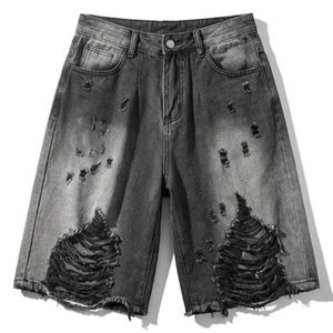 Short en jean délavé et vieilli personnalisé, nouveau style vintage tendance, qualité supérieure, pour unisexe, streetwear et tenue décontractée - Product Image 1