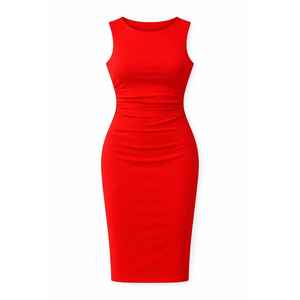 Vestido ajustado rojo vintage para mujer, elegante y con estilo, ideal para fiestas, trabajo y ocasiones especiales. - Product Image 1