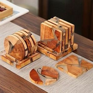 Custom Wood Resin <b>Coaster</b> Set Elegant <b>Drink</b> Mats <b>For</b> Home Decor Corporate Gifts Wedding Favors And Promotional Products - Product Image 3