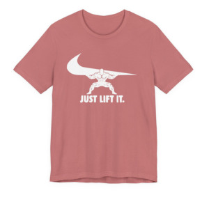 เสื้อยืด Just Lift It Muscle Man สีดำ แขนสั้น ผ้าคอตตอนเจอร์ซีย์ พิมพ์ลายโลโก้ด้านหน้า คอกลม ทรงปกติ สำหรับผู้ชาย เสื้อยืดออกกำลังกาย - Product Image 3