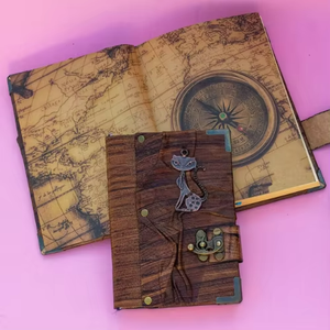 Handmade Cat <b>Leather</b> Hardcover Journal Vintage Brown Writing <b>Diary</b> Blank Thermal Binding Gift Notebook Lover - Product Image 3