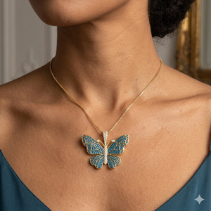 SHRAMAN DIAMOND Colgantes con forma de mariposa de plata 925 chapados en rodio, corte brillante, para mujer, niños y unisex, estilo hip hop, para fiestas - Product Image 3