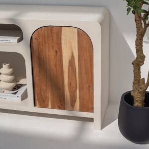 Aparador de Madera Crema Arqueado Vandana Pebble Grand para Interiores y Exteriores Modernos y Elegantes - Product Image 6