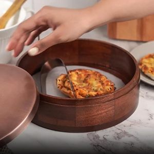 Handmade Modern Wooden Casserole Serving Dish Lid Insulated Eco-Friendly <b>Food</b> Storage <b>Container</b> - Product Image 5