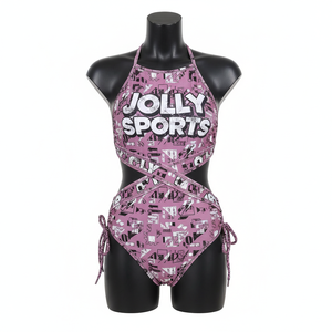 Maillot de bain femme en tissu extensible polyester élasthanne 200 GSM, imprimé graphique rose, design de logo personnalisé - Product Image 1