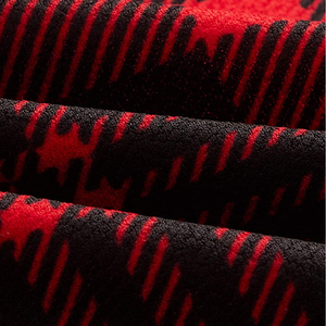 Jupe asymétrique de luxe pour femme, rouge et noire unie, taille élastique, longueur genou, imprimée, en polyester tissé doux, toutes saisons - Product Image 4