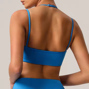 Womens Seamless <b>Racerback</b> Sports <b>Bra</b> Medium Support Solid Color Yoga Fitness Breathable Stretch Top bulk sports <b>bra</b> supplier - Product Image 3