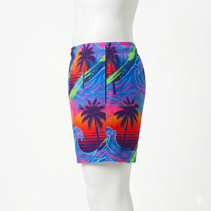 Short de bain unisexe entièrement sublimé, extensible dans 4 directions, avec cordon de serrage, séchage rapide, pour l'été et les centres de villégiature, léger, personnalisable - Product Image 3