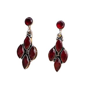 Pendientes de Plata Oxidada con Circonita Roja en Forma de Pera para Mujer, Regalo Clásico de Boda para Ella - Product Image 1