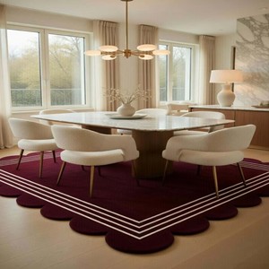 Geometric Modern Hand Tufted Area Rug Luxury Wool Burgundy Carpet For Living Room Soft Plush Decorative <b>Floor</b> Mat Rug Home Gift - Product Image 1