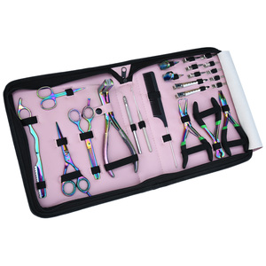 20 in 1 Hair Extension Kit Professional Micro Link Beads Pliers Hair Cutting Scissors Comb <b>Set</b> Factory Wholesale Price - Product Image 1