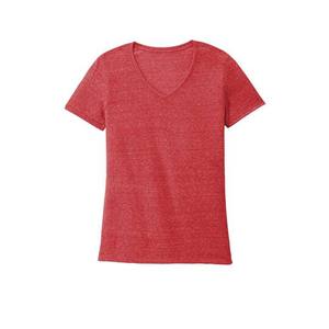 Camiseta básica informal con cuello en V para mujer, logotipo personalizado al por mayor, camiseta de algodón orgánico premium, lisa, de manga corta. - Product Image 2