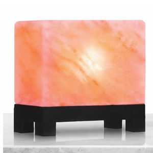 Lampe de sel de l'Himalaya en forme de cube, finition élégante, rose naturel, pour la décoration - Product Image 1