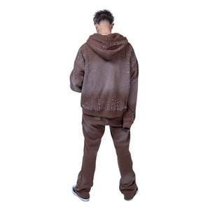 Sudadera con Capucha Oversize de Hombre con Pedrería, Estilo Urbano, Diseño de Puntos, Informal de Otoño, Tejida de Poliéster y Forro Polar - Product Image 4