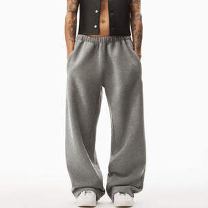 Custom Unisex Heavyweight Wide Leg Sweatpants Premium Cotton French Terry <b>Open</b> <b>Hem</b> Streetwear Pants Zip Pocket OEM ODM - Product Image 4