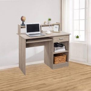 Bureau d'ordinateur en aggloméré gris 110*50*95cm avec un tiroir et deux niveaux - Product Image 2