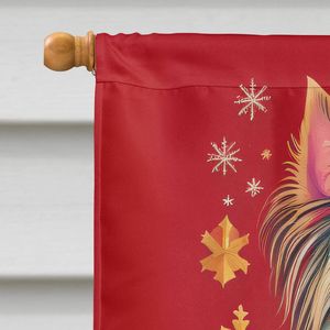 Terrier sedoso vacaciones Navidad gran poliéster casa bandera Multicolor porche manga poste decorativo patio Banner arte pared - Product Image 3