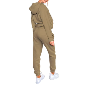 Conjunto Deportivo para Mujer, Informal, Manga Larga, Color Sólido, Sudadera con Capucha, Pantalones, Traje Deportivo, Transpirable, Tallas Grandes - Product Image 4