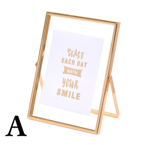 Antique <b>Gold</b> Metal Glass Picture <b>Frame</b> Desk Stand Photo Display Vintage Home Office Decor Stainless Steel Material <b>Frame</b> Supply - Product Image 1