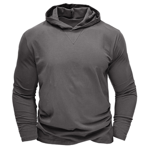 Sweat-shirt à capuche pour homme, couleur unie, coupe classique, tricoté, 100% coton molletonné, poche kangourou, manches longues, vêtements d'automne et d'hiver - Product Image 1