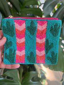 Monedero de Lujo Mini de Tela de Algodón para Mujer y Niña, Hecho a Mano con Cuentas de Semillas, Correa de Cadena, Cremallera, Ecológico, Alta Calidad - Product Image 4