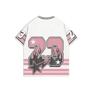 เสื้อยืดคอกว้าง แขนสั้น พิมพ์ลายอเมริกัน ผ้าตาข่าย ยูนิเซ็กส์ สตรีทแวร์ ทรงบ็อกซี่ ระบายอากาศ แห้งเร็ว โพลีเอสเตอร์ 100% สำหรับฤดูร้อน - Product Image 3
