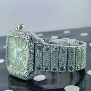 Reloj mecánico cuadrado de lujo para hombre, de acero inoxidable, con bisel de diamantes y esfera analógica de cristal de zafiro, 36 mm - Product Image 2