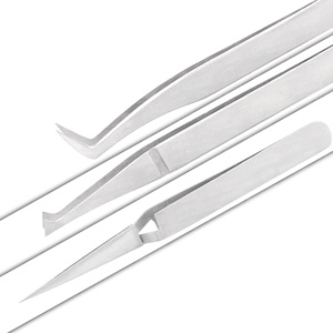 Pinzas de pestañas con volumen 6D 3D de acero inoxidable al por mayor, pinzas para depilar cabello con acabado arena y Punta de fibra con su propia marca - Product Image 1