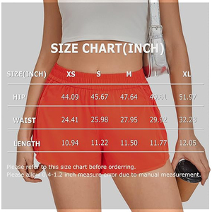 High Waisted <b>Orange</b> Gym <b>Shorts</b> for <b>Women</b> Polyester Quick Dry Athletic <b>Shorts</b> Smocked Waistband Workout Bottoms - Product Image 5