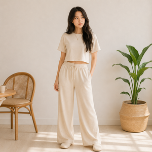 Conjunto de Ropa de Casa para Mujer, 100% Algodón Peinado, Tejido de Punto Jersey Sencillo, Transpirable y Cómodo, Pijamas para Dormir y Descansar - Product Image 2