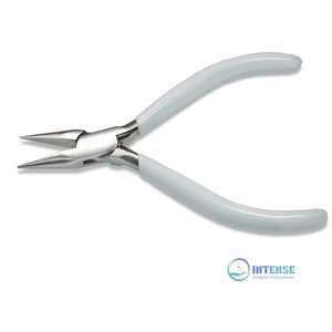 Alicates de punta de cadena de acero inoxidable con mango de PVC blanco pulido y doble resorte, herramienta para hacer joyas, serie 300 - Product Image 1